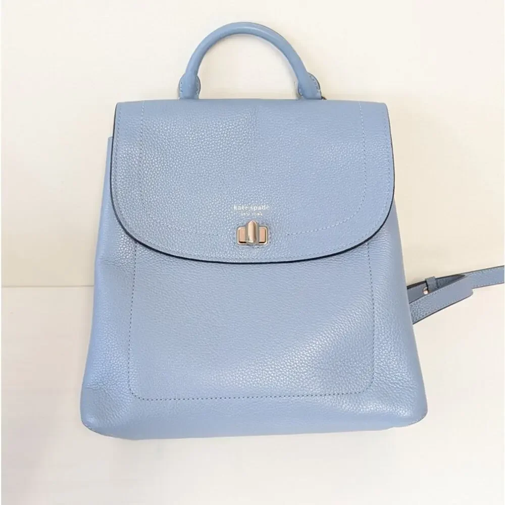 Kate Spade New York Blue Morning Sky Leather Backpack Womens One Size